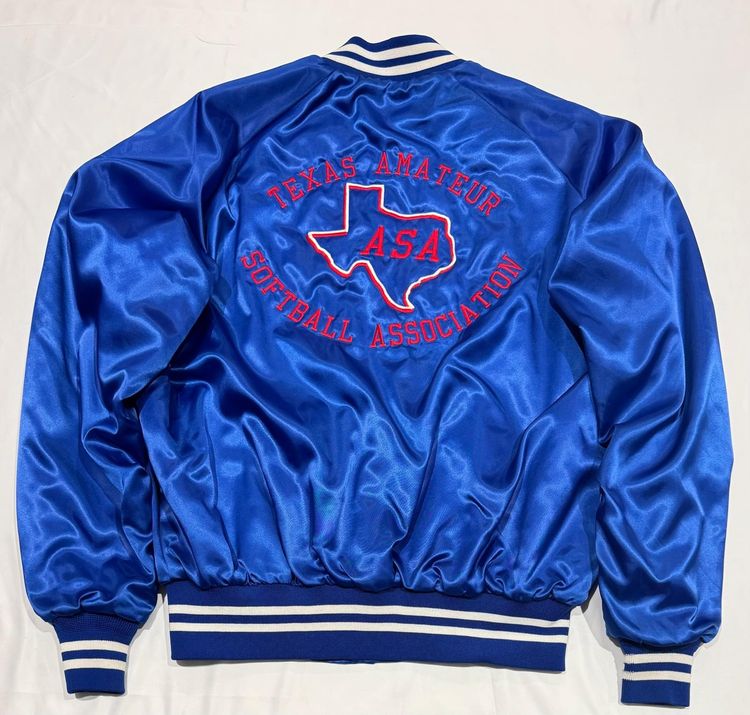 Blue Satin Varsity Jacket